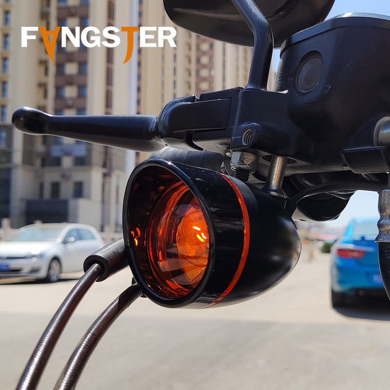 Fangster哈雷883滑翔软尾改装镀铬前后转向灯壳 黑色方向灯帽檐