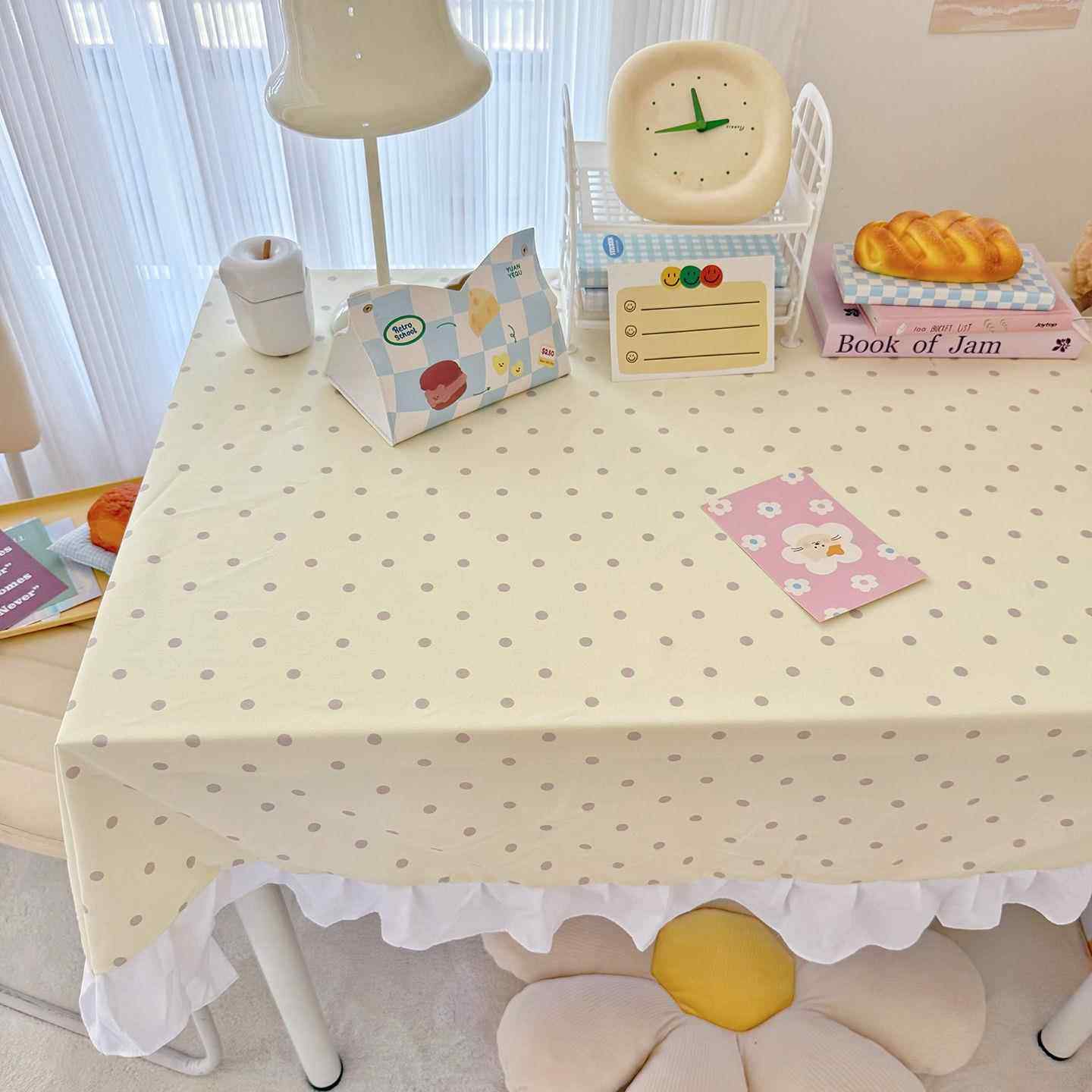 桌布ins风书桌桌布花边奶油风桌布长桌布女生宿舍桌布卧室盖布,居家布艺,桌布,淘宝优惠券,粉丝福利购,淘宝优惠卷