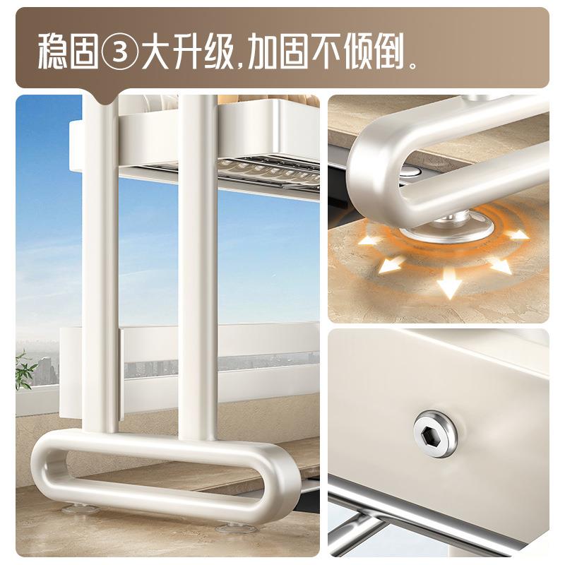 205新款不锈钢厨房水2槽纳置物架盘SCJ-8099碗碟收水池多功能放碗