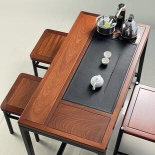 新中式阳台小茶桌花梨木双色全实木茶桌椅组合家用茶具茶台一整套