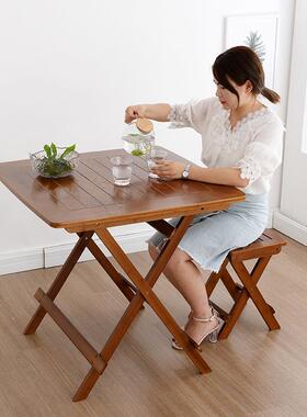叠桌家用小户型小桌子正方形折叠方桌椅户餐外便携式简86635易小