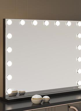 式方欧形镜好莱坞451化美妆镜带灯泡台式le化d妆镜智能三色补光妆