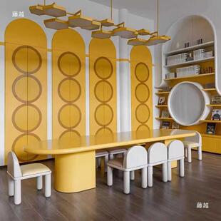 售楼处部儿童活动实木桌椅书店阅读区手工绘画学习桌架空层玩乐桌