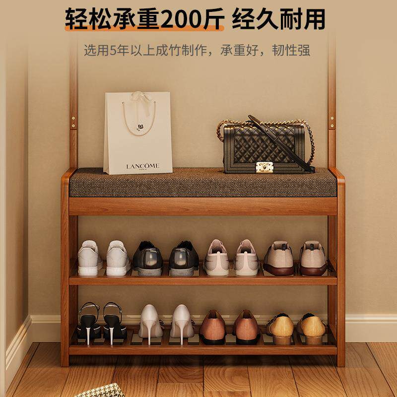 换鞋凳实木家用门口可坐式穿鞋凳入户鞋柜坐凳一体软垫进门鞋架子