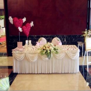 婚庆桌布婚礼签到台装饰围裙桌套纱幔桌裙蓬蓬纱甜品台会议桌布置