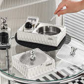 高颜值轻奢带盖烟灰缸家用客厅创意摆件办公室轻奢个性 烟缸防飞灰