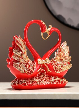 大号天鹅摆件情侣创意结婚礼物客厅电视柜玄关书房酒柜装饰品