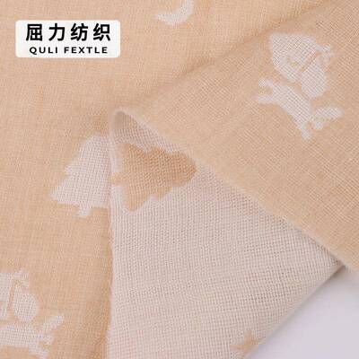 直销新款现货 有机彩棉三层纱布 双面针织提花纱布 纯棉t恤婴幼儿