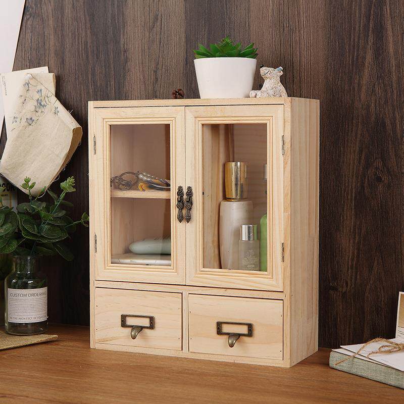 实木家居护肤品饰品杂物化妆品亚克力抽屉式桌面收纳盒厨房收纳柜