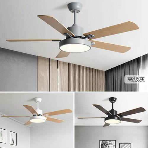 北欧餐厅风扇灯卧室客厅吊扇灯家用日式新款静音五叶风扇灯具led