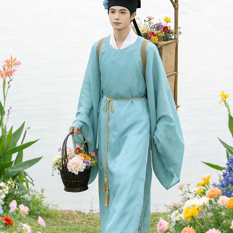 汉服男款小唐风春秋夏季2026新款圆领袍情侣古装国风唐制日常薄款图片