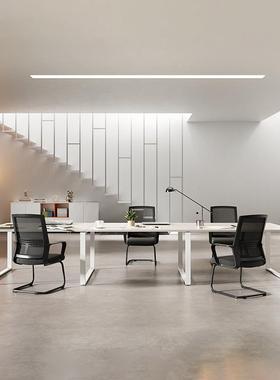 大条型议室会长桌会议洽谈桌约RBP现代白色长方形桌子办公椅组简