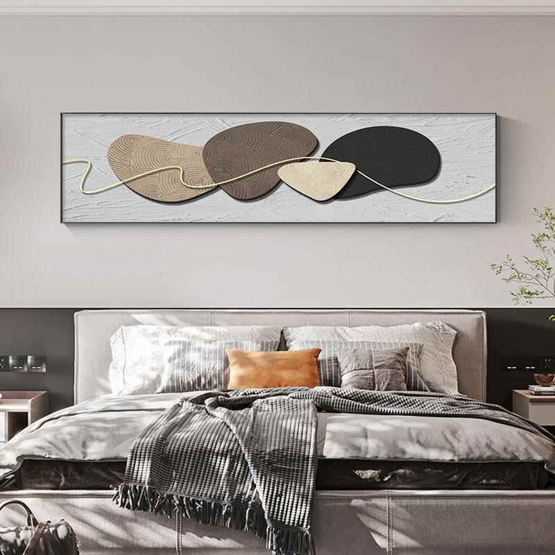 现代轻奢卧室装画几348头何线条饰客横幅壁画抽象主厅卧床房间挂