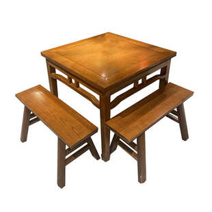 八仙桌饭店正方形实木中式明清仿古方桌四方餐桌家用面馆桌椅组合