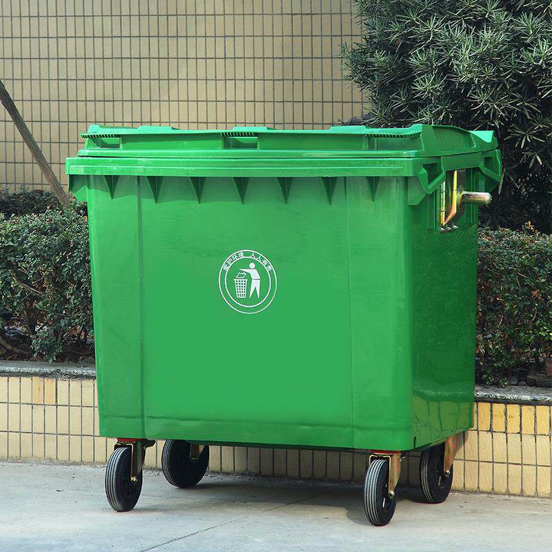 厂家直销带盖环卫桶工业带轮带手推垃圾桶可移动垃圾推车
