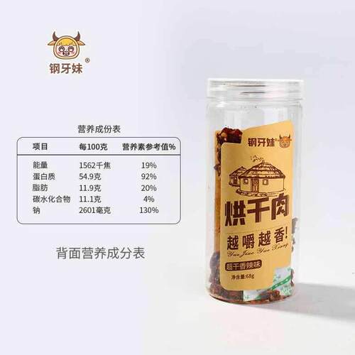 现货四川特产钢牙妹超干五香味风干肉香辣味猪肉干罐装零食手撕猪