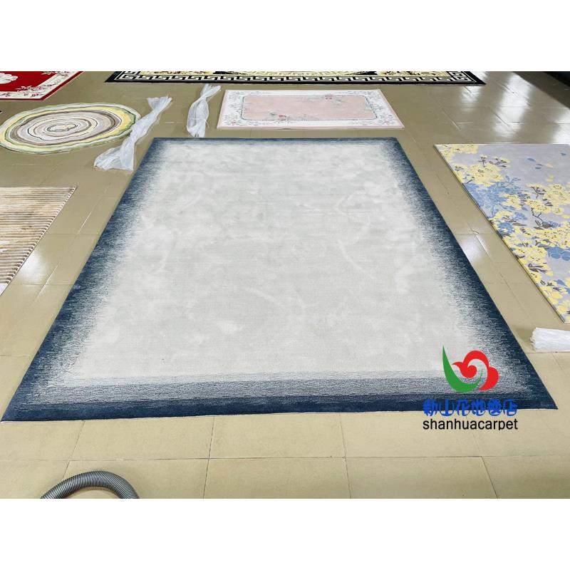 现代简约蓝色混色渐变长方形中式客厅茶几沙发地毯大厅接待室地毯