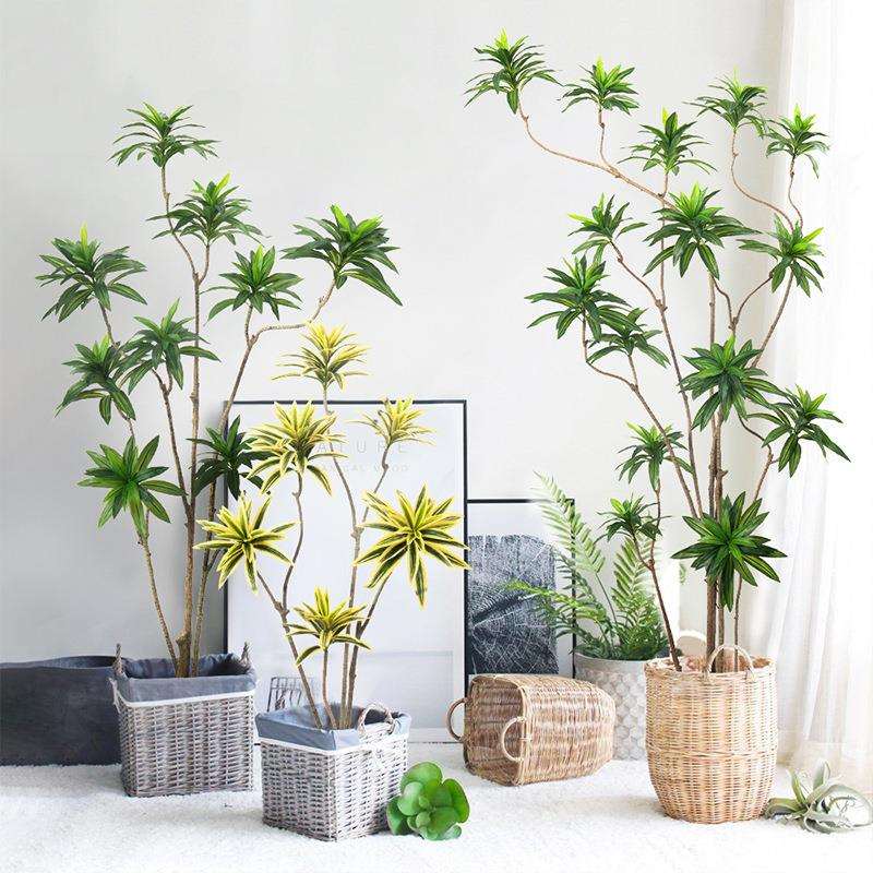 仿高档花百合竹轻奢植仿真植物客厅电视落生地装饰假严选包邮绿盆