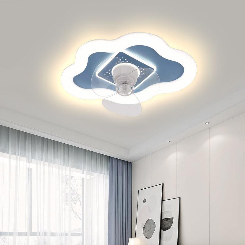 中山简约吸顶灯卧室风扇灯2024新款一体静音360摇头led餐厅吊扇灯