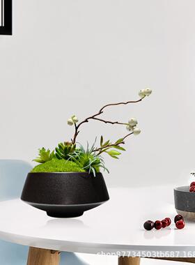 新中式仿花真665艺摆设厅高端摆花餐桌几假客花茶摆件绿植盆景装