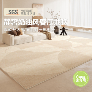 免洗可擦轻奢高级茶几毯暖色系奶油风卧室地毯垫 地毯客厅2024新款