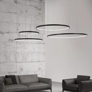 客吊厅灯意式 代圆环AEL形极简约现大厅灯大气创意主餐厅吊灯中山