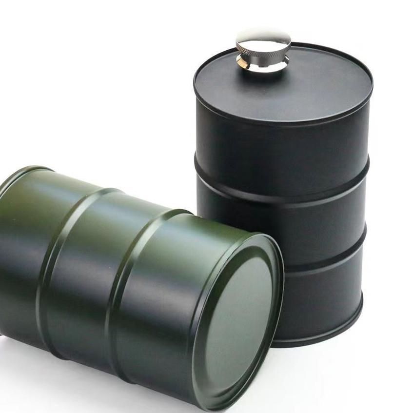 304不锈钢酒壶750毫升圆柱酒桶便携油壶汽油桶户外酒具厂家直供