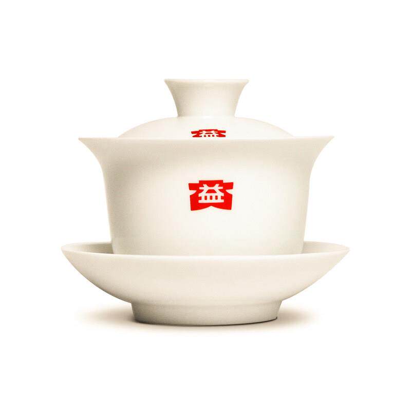 大益新版茶具 益工坊 德化白瓷盖碗茶杯三才碗茶具 白瓷盖碗150ml
