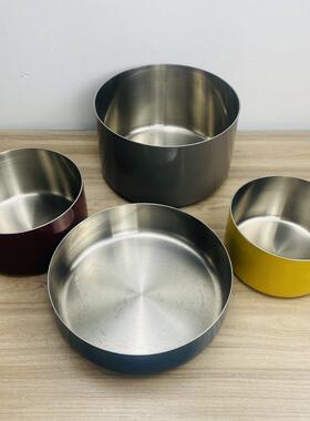 工厂瑕疵304三层一体钢陶瓷漆不锈钢无耳锅16奶锅18汤锅24平底锅