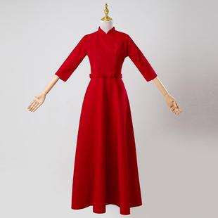 正品款迎新宾旗袍礼仪出服装长款中国风年会奖学生朗诵大合唱演颁