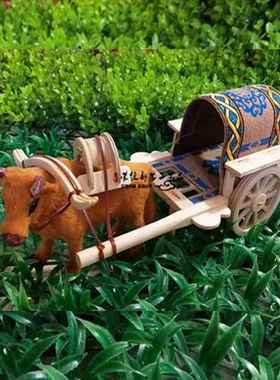 蒙古族特色工艺品摆件 仿真小勒勒车 牛拉车 草原特色纪念品礼品