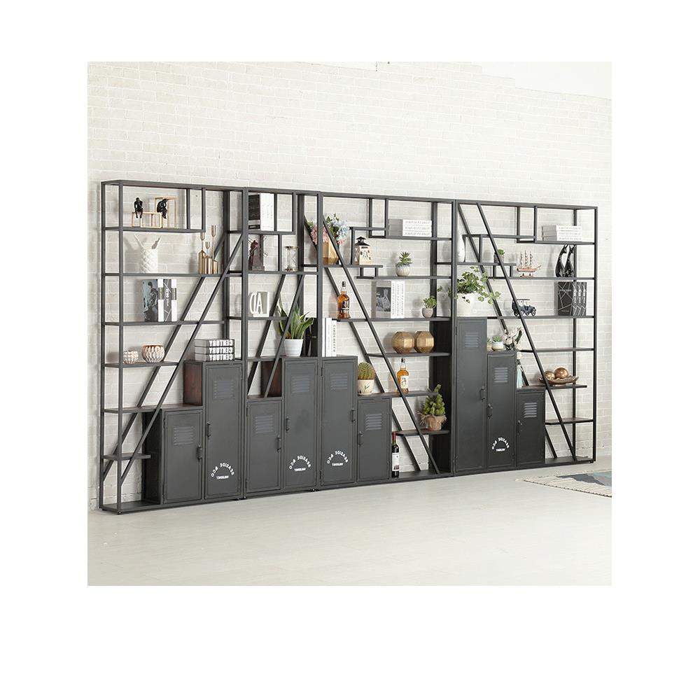铁艺屏风隔断置物架落地工业风玄关书架复古储物柜loft办公室美式