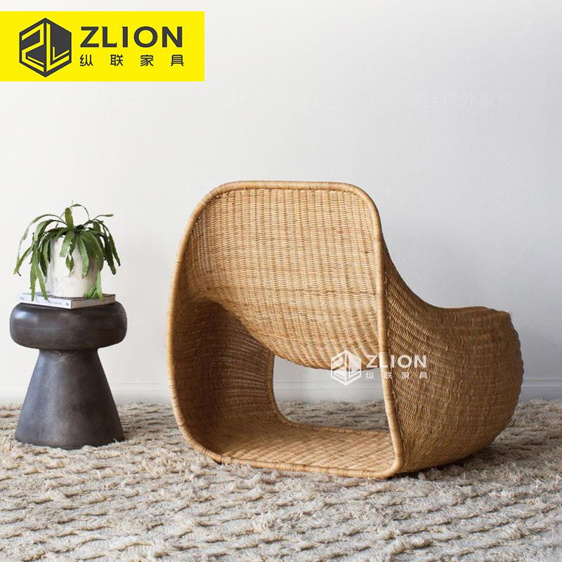 休闲户外藤沙发别院墅庭简约藤编家具酒店椅民宿沙190发室内藤椅
