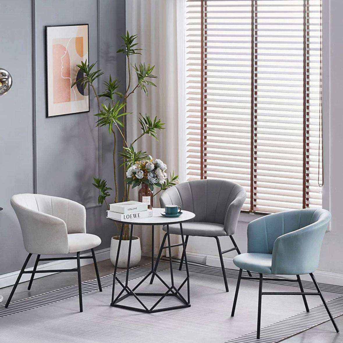 北欧简约创意商用餐饮客厅阳台休闲洽谈靠背桌椅组合单人沙发椅子