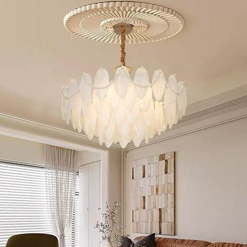 一网红风毛羽客厅444吊灯灯护眼家用卧室法式轻奢餐厅件包邮包邮