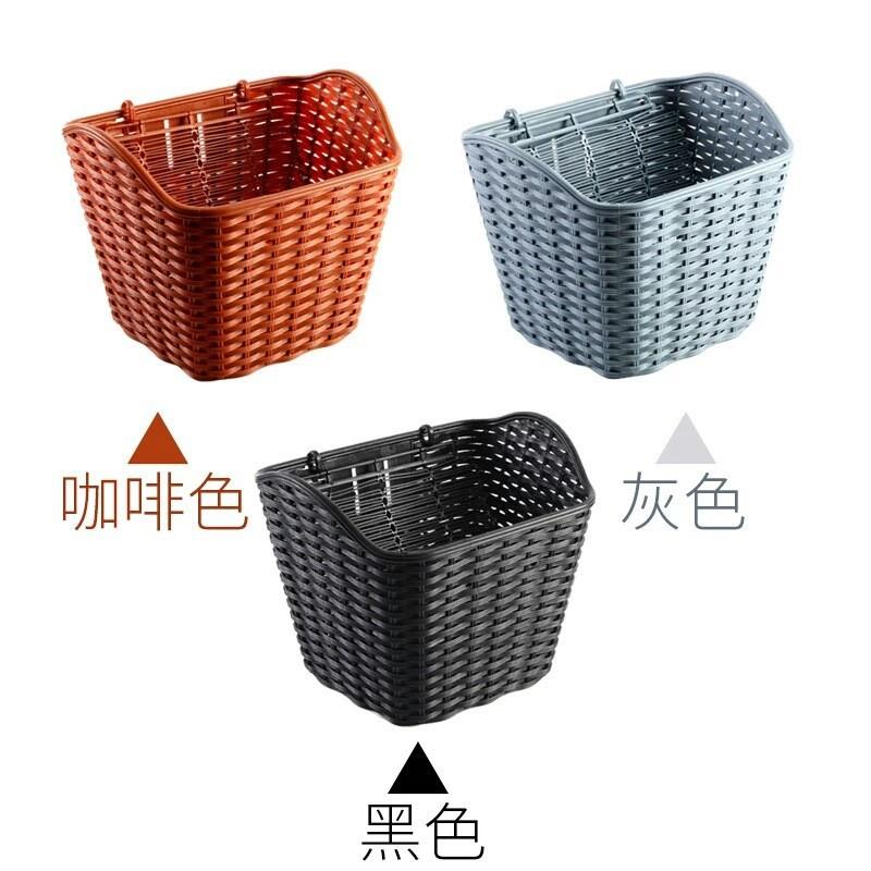 新款直销自行车篮双人电动车筐前置塑料筐复古藤编车篓篮子骑行零