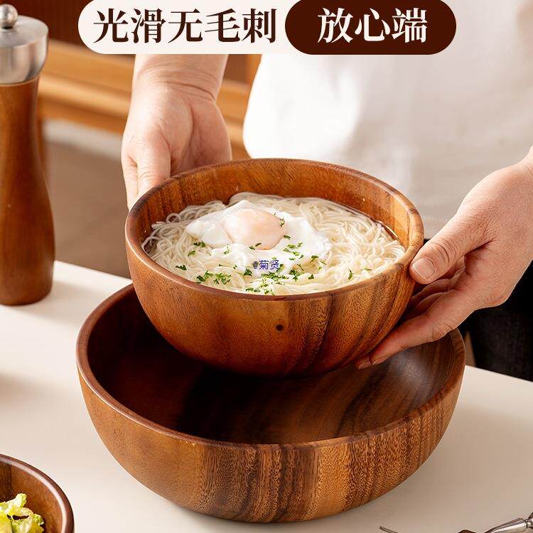复古相思木碗实木吃饭小碗大号木头汤面碗餐具沙拉盆木质