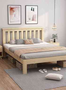 全0.03实木床现代简约小户型90儿cm童单人床白色1.2米加5高腿脚简