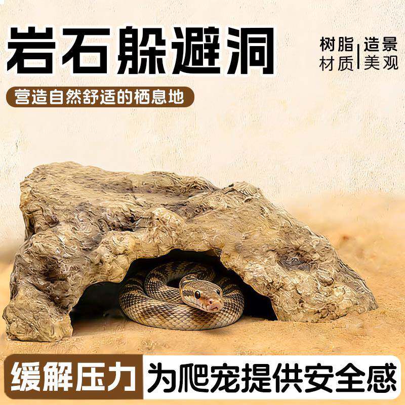 守宫躲避屋爬虫躲避晒台树脂造景蜥蜴蜘蛛洞穴仿真岩石沙漠宠物