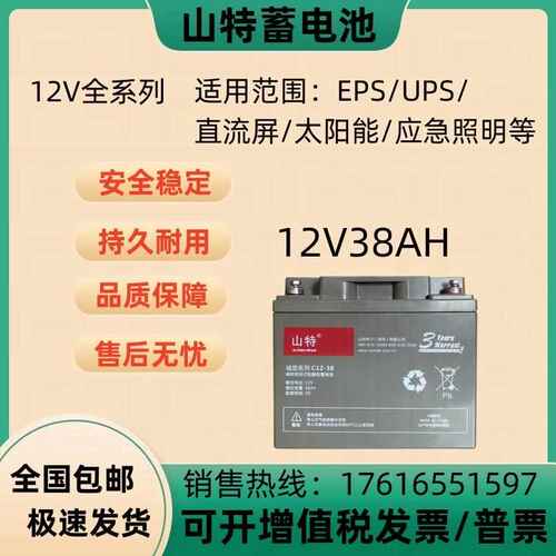 山特蓄电池12V38AH 免维护蓄电池UPS/EPS/直流屏应急电源