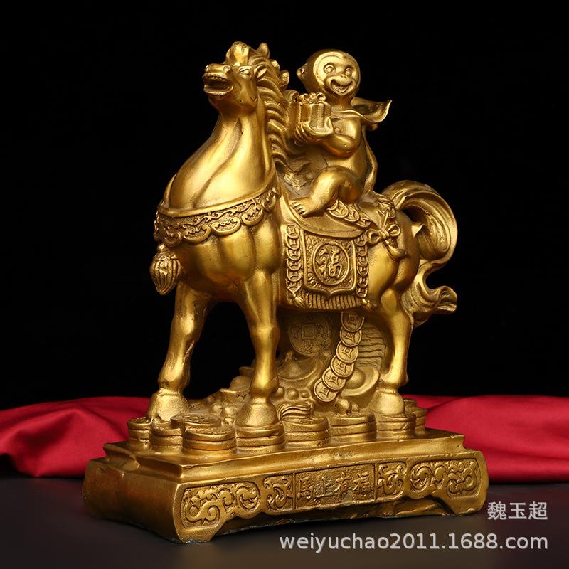 马上封侯摆件纯铜马上有福铜猴马上有钱工艺品客厅家居装饰品