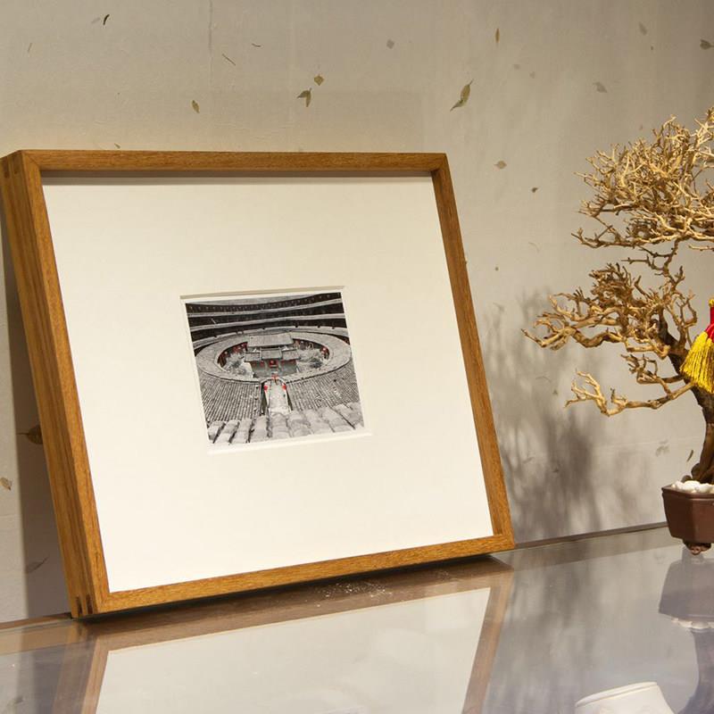 柚木加相框实木外框任意尺寸定制简约原木挂墙洗照片a4画 画框装