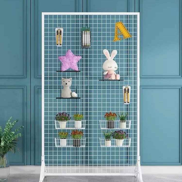 铁艺网格货架网架饰品置物架立式铁丝网幼儿园作品展示架超市网片