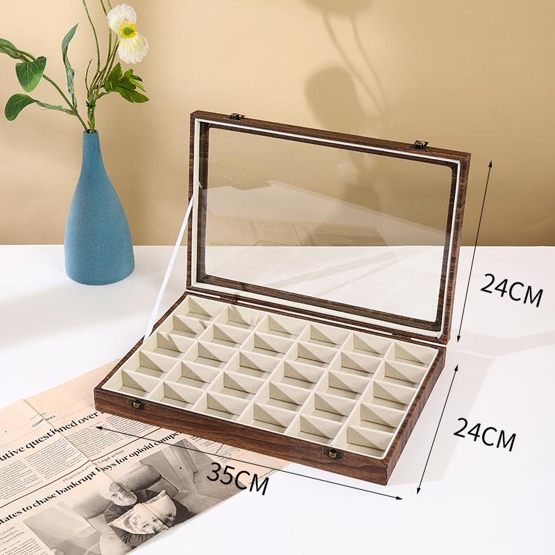 高档木纹皮大容防量尘宝盖子珠宝箱首饰收纳盒戒指项炼带耳环盒珠