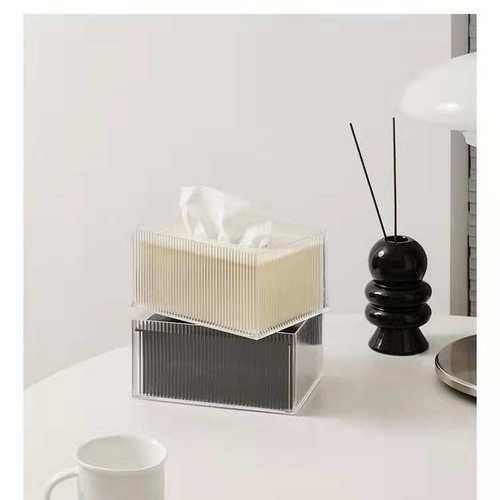 现代商业风软装 亚克力防水纸巾盒客厅 轻奢创意桌面收纳摆件