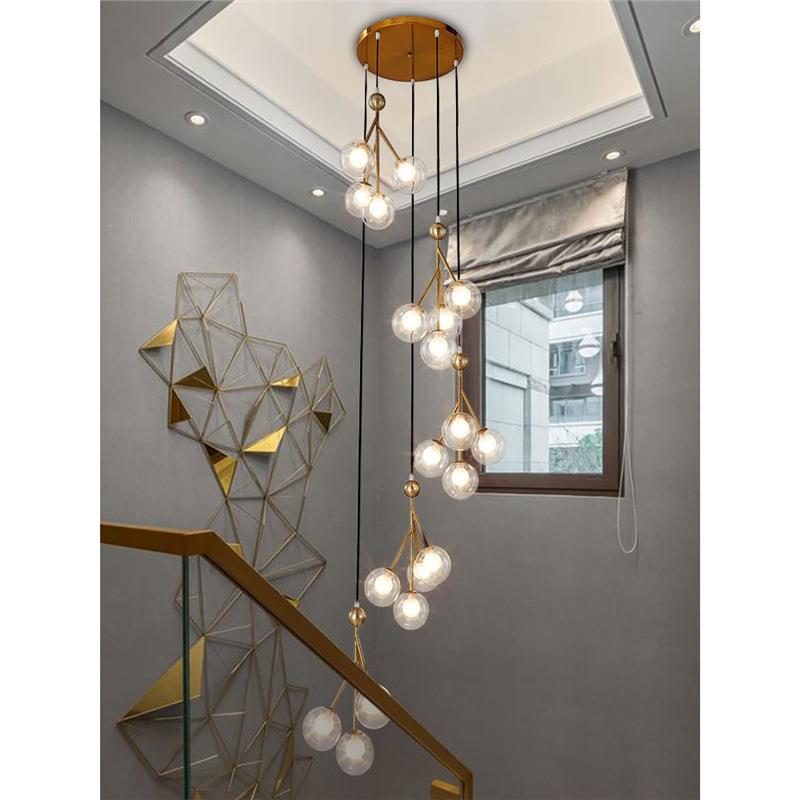 楼梯吊灯 现代简约北欧个性阁楼复式楼别墅公寓旋转楼梯间长吊灯