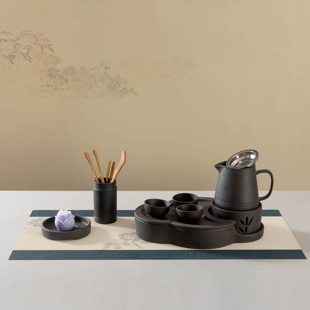 茶盘温茶炉套装陶瓷茶盘茶道工夫茶船茶海储水式茶缸铜垫子茶席