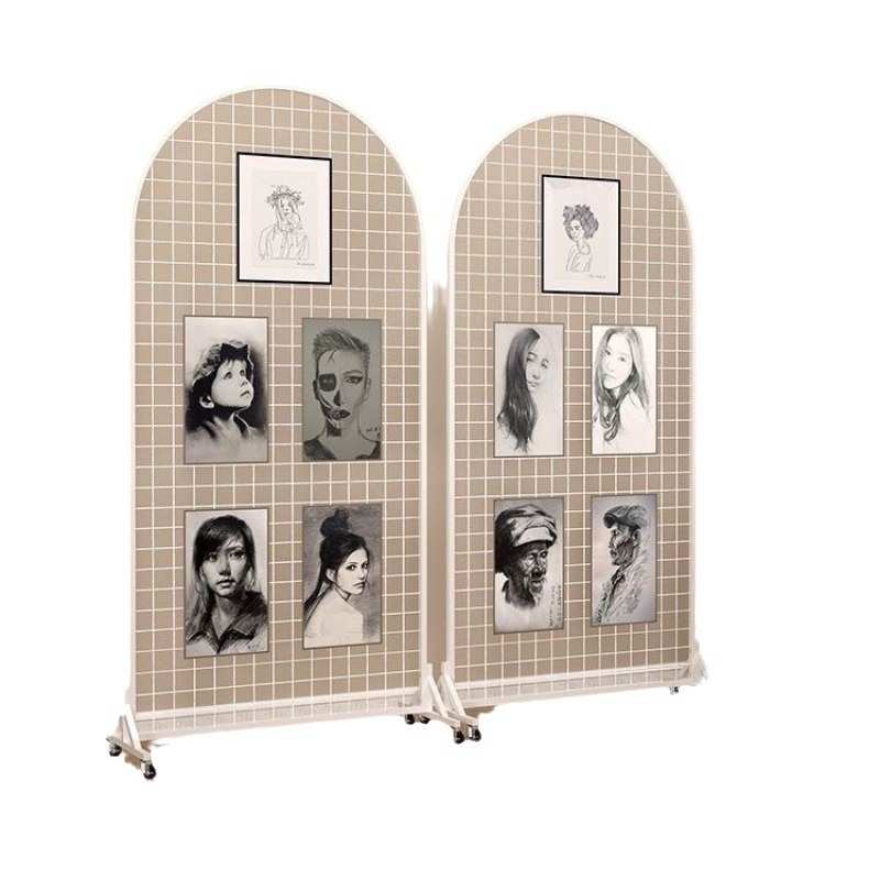 圆形作品超饰品幼儿园挂架网格展示架商货架促销立式照片婚庆展会