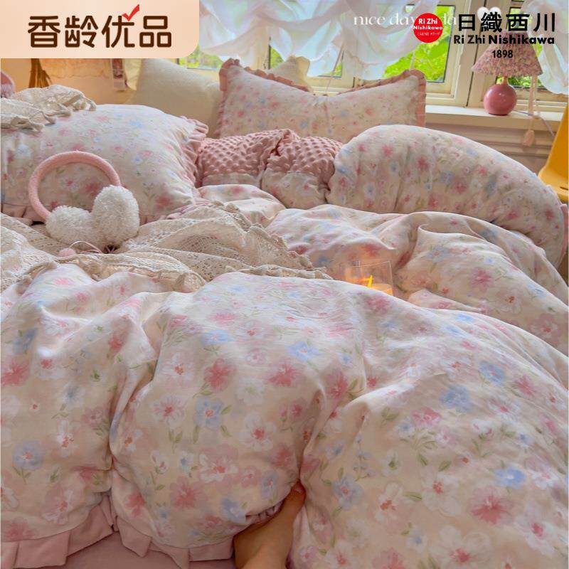 【全网都在找的棉加绒】双层纱棉加绒四件套超柔棉豆豆保暖神器厚
