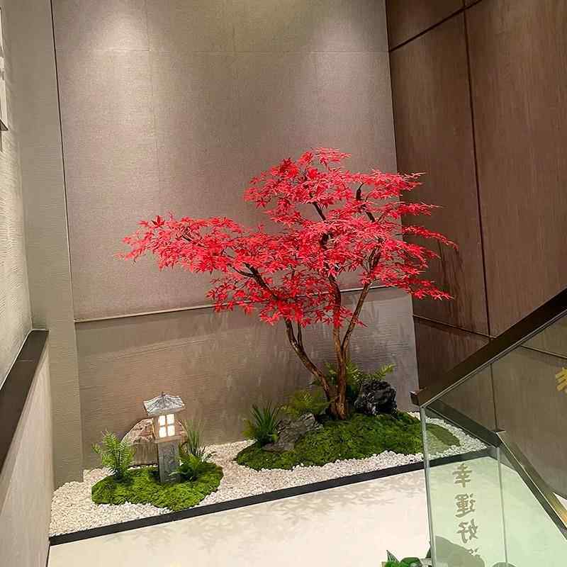 仿真叶高树大饰型商场酒店绿植假树仿真红枫室内外装造景度仿真假